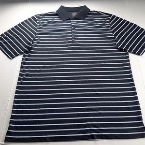 Greg Norman Mens ML75 Microlux Golf Polo Shirt Size Medium Black White Stripes